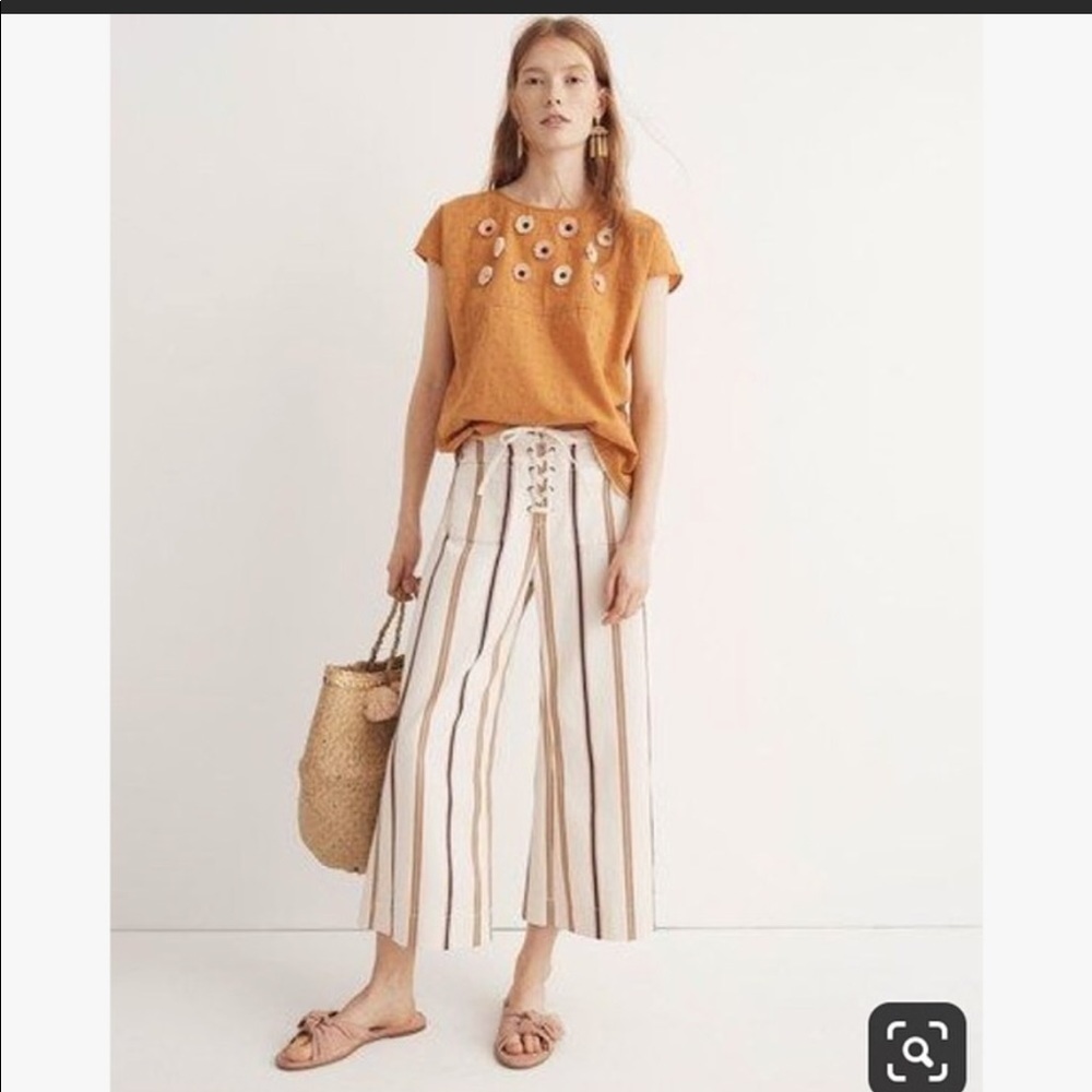 Madewell Orange Cotton Top flower details